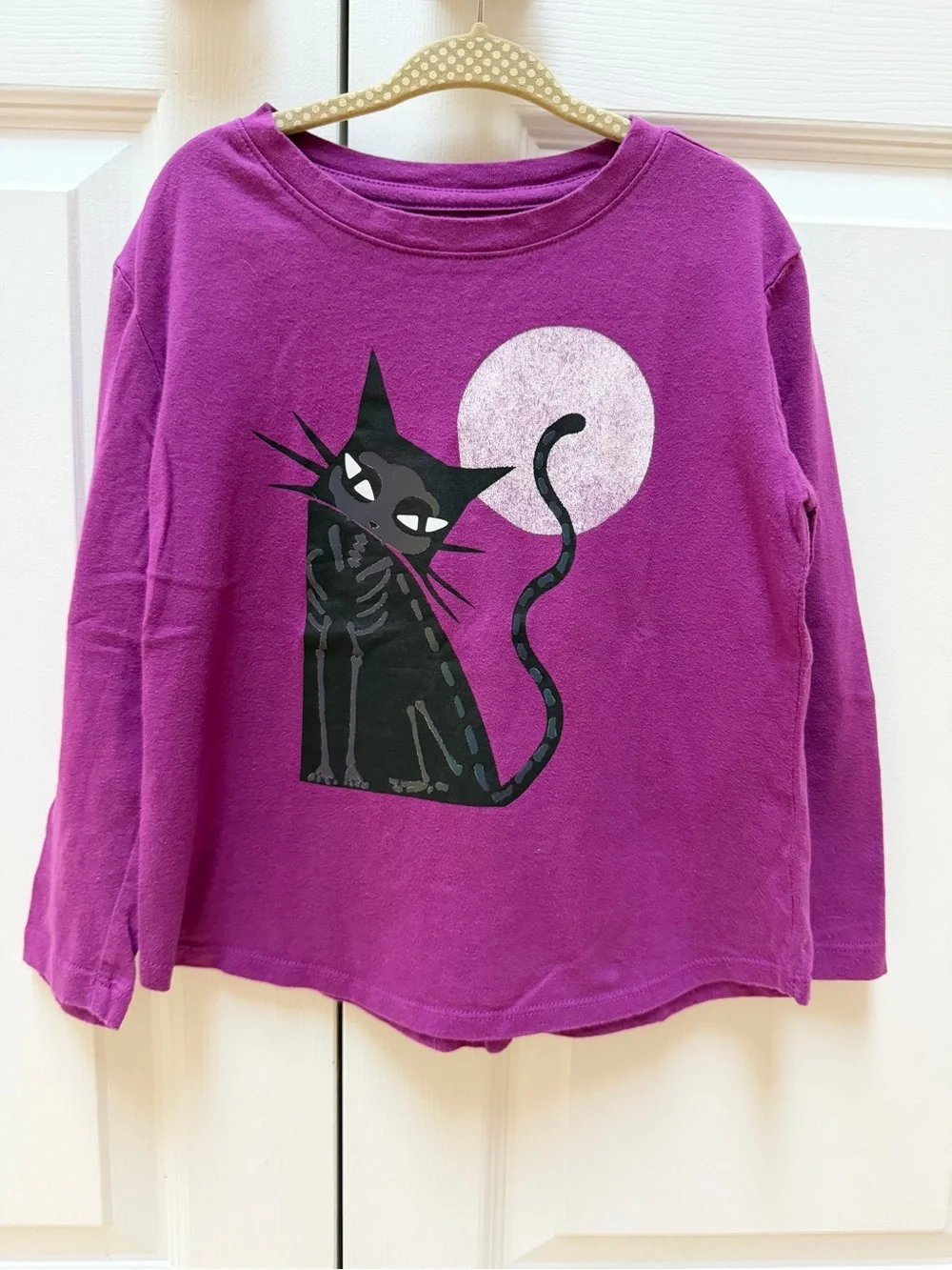 GAP Purple 100% Organic Cotton Holographic Cat Print Halloween T-Shirt - size 5